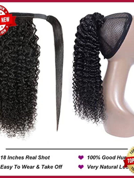 22 Inch Brazilian Human Hair Ponytail Extension Wrap Around Clip In 110g